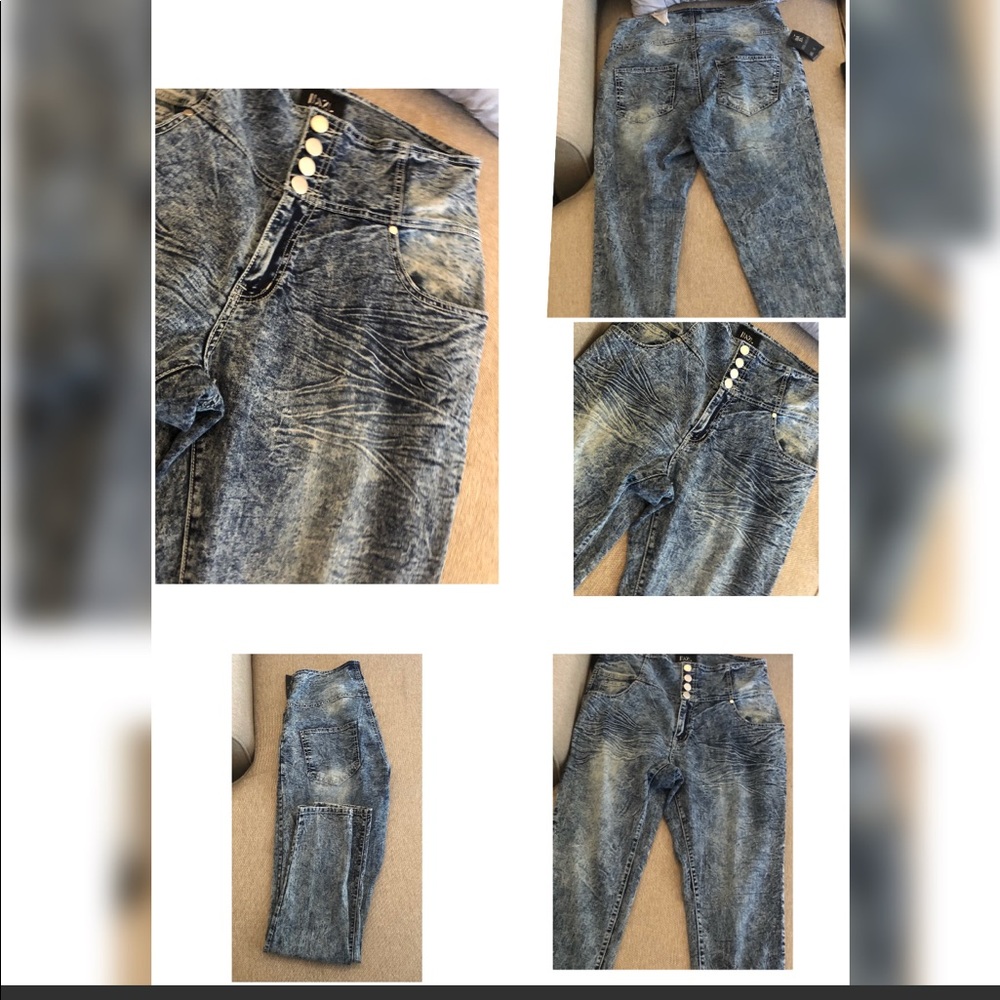 Size 16 acid wash jeans high waist button up